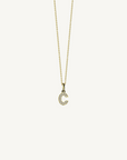 18k yellow gold diamond initial pendant. Luxury custom design. Initial C.