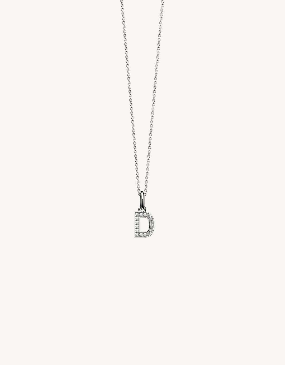 18k white gold diamond initial pendant. Luxury custom design. Initial D.