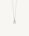 18k white gold diamond initial pendant. Luxury custom design. Initial D.