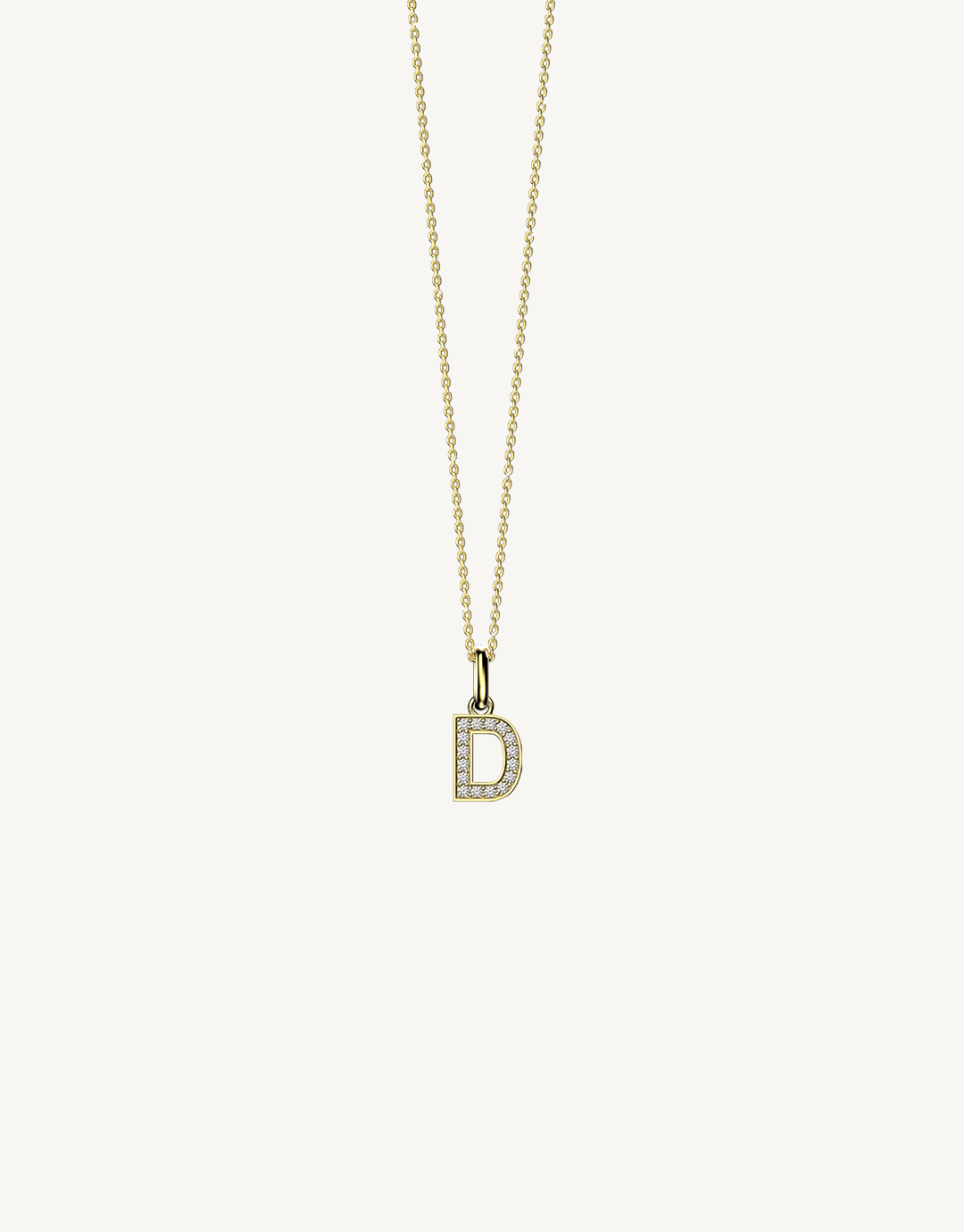 Diamond Letter D Pendant Necklace in 14k Yellow Gold