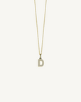 18k yellow gold diamond initial pendant. Luxury custom design. Initial D.