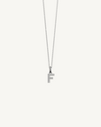 18k white gold diamond initial pendant. Luxury custom design. Initial F.
