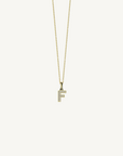 18k yellow gold diamond initial pendant. Luxury custom design. Initial F.