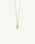 18k yellow gold diamond initial pendant. Luxury custom design. Initial G.