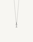 18k white gold diamond initial pendant. Luxury custom design. Initial I.