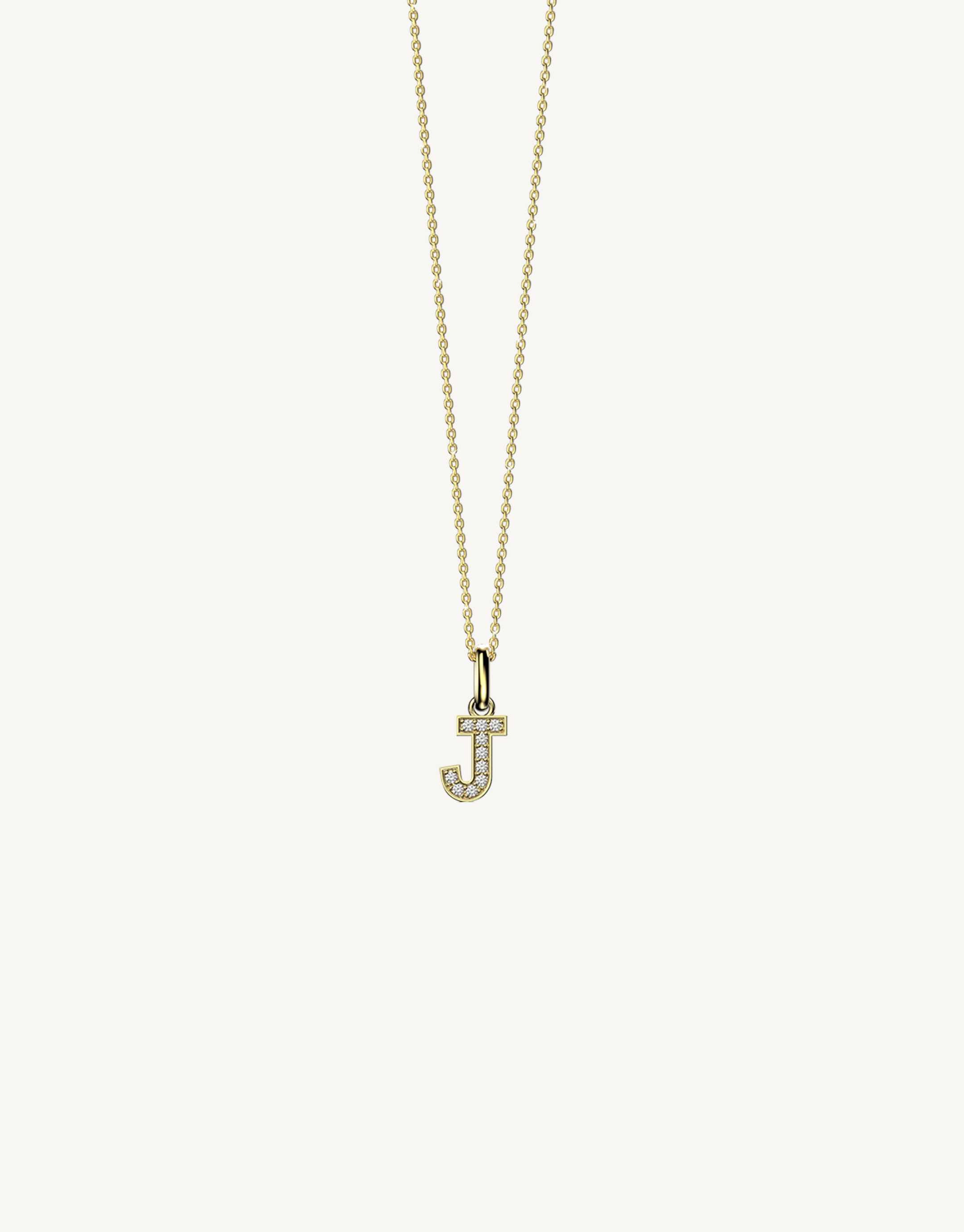 18k yellow gold diamond initial pendant. Luxury custom design. Initial J.