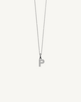 18k white gold diamond initial pendant. Luxury custom design. Initial P.