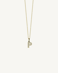 18k yellow gold diamond initial pendant. Luxury custom design. Initial P.