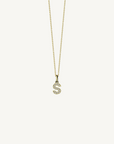 18k yellow gold diamond initial pendant. Luxury custom design. Initial S.