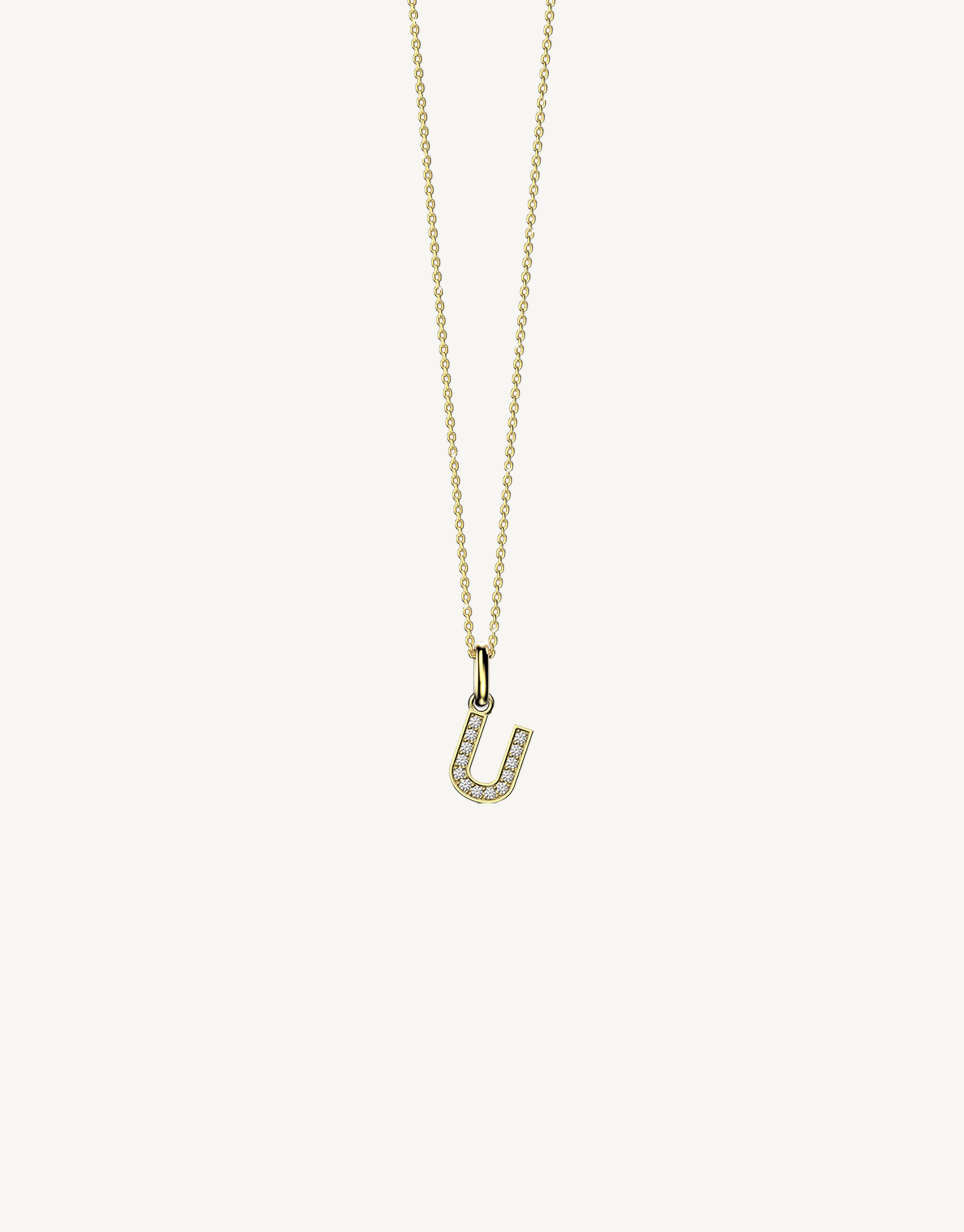 18k yellow gold diamond initial pendant. Luxury custom design. Initial U.