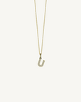 18k yellow gold diamond initial pendant. Luxury custom design. Initial U.