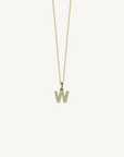 18k yellow gold diamond initial pendant. Luxury custom design. Initial W.