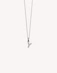18k white gold diamond initial pendant. Luxury custom design. Initial Y.