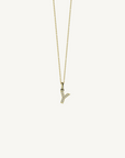 18k yellow gold diamond initial pendant. Luxury custom design. Initial Y.