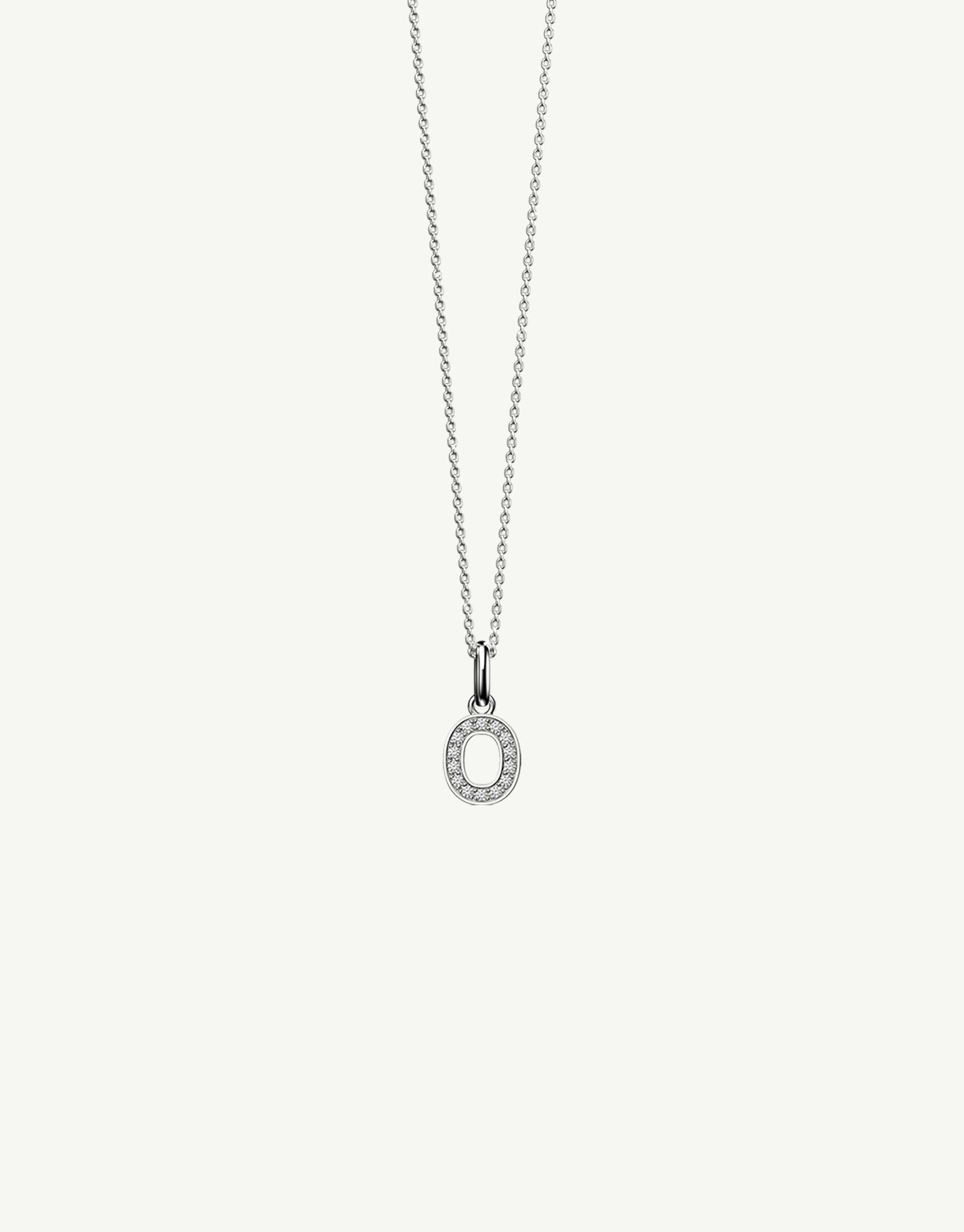 18k white gold diamond initial pendant. Luxury custom design. Initial O.