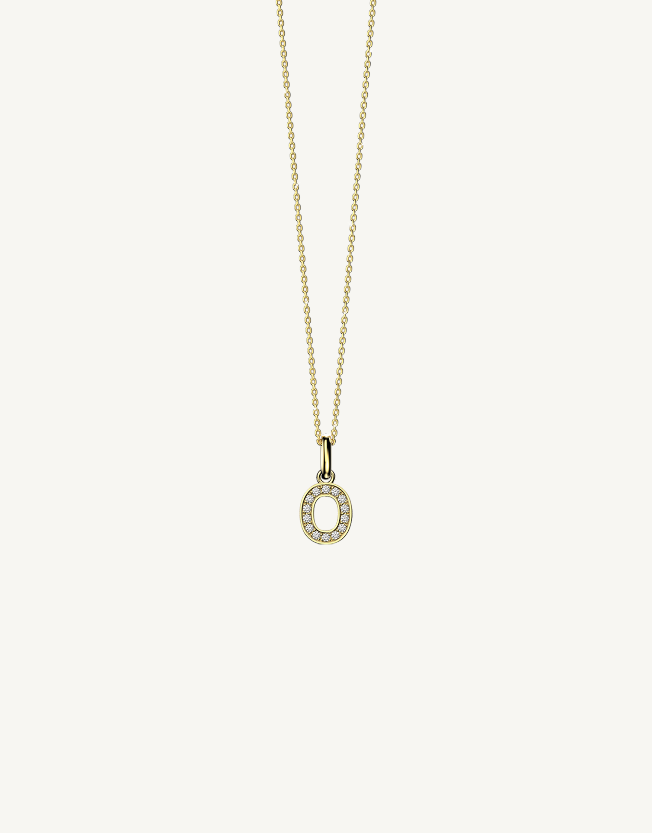 18k yellow gold diamond initial pendant. Luxury custom design. Initial O.