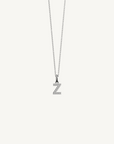 18k white gold diamond initial pendant. Luxury custom design. Initial Z.