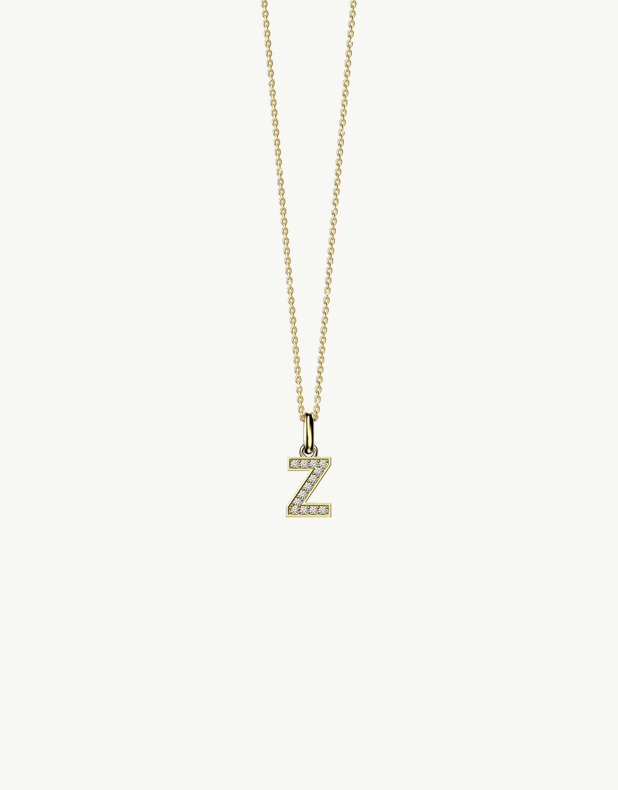 18k yellow gold diamond initial pendant. Luxury custom design. Initial Z.